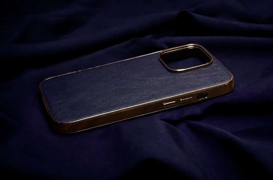 Royal Blue Electroplated Pu Leather Phone Case for iPhone 14 Pro